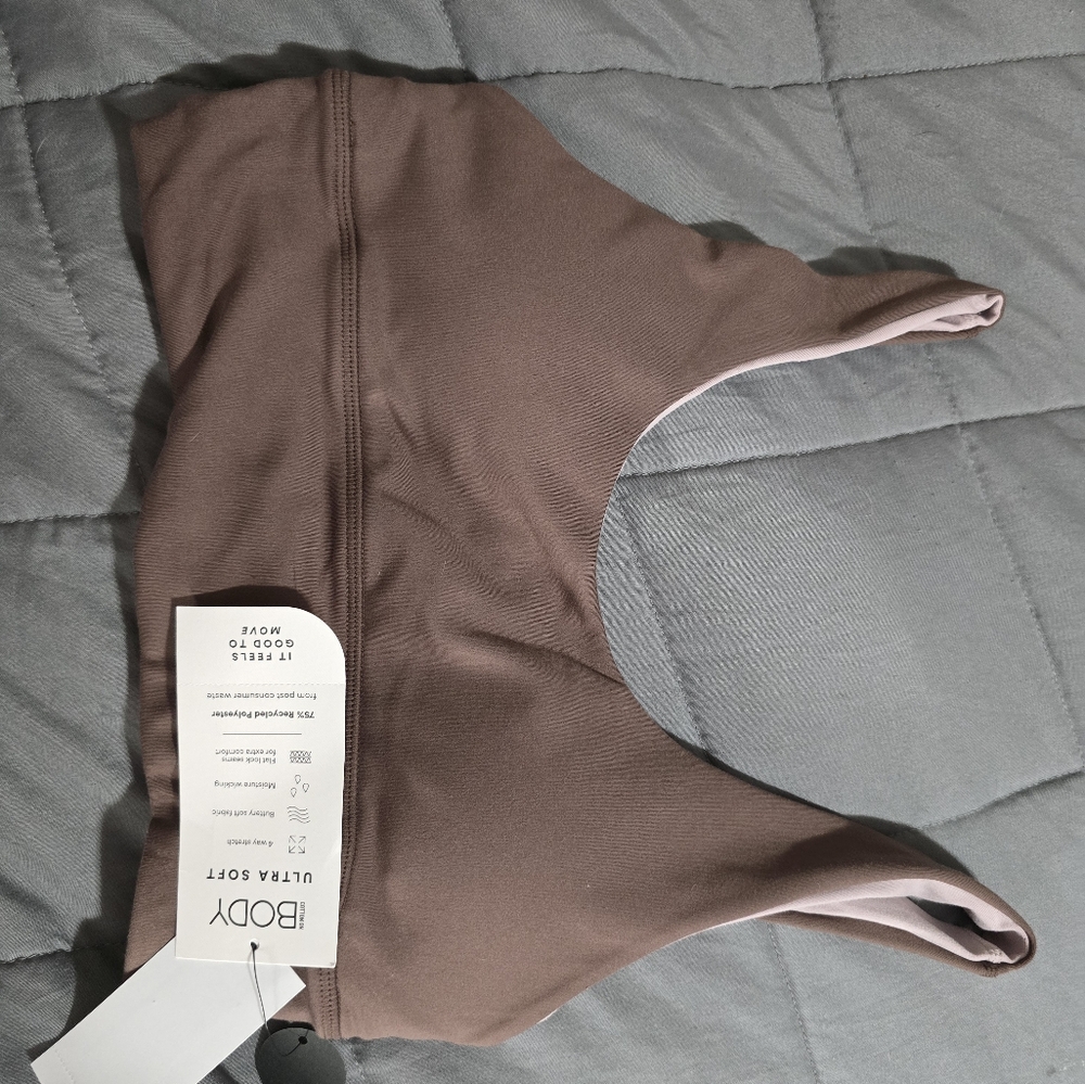 XS Cotton:On Body ultra soft REVERSIBLE bra. Deep Taupe/Pearl Mushroom colors